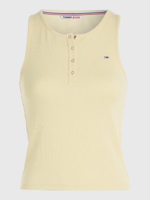 yellow essential rib-knit tank top for women tommy jeans