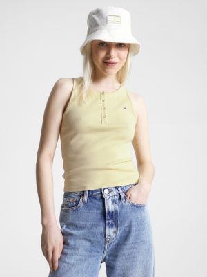 TOMMY HILFIGER - T-shirt donna con logo signature - beige - OT-XW0XW02390AEG