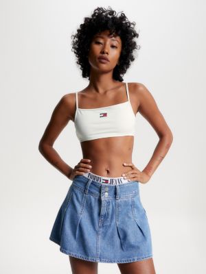 Badge Tie Back Ultra Crop Top | Green | Tommy Hilfiger