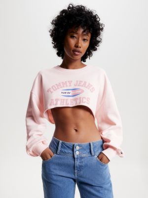 New York Logo Ultra Cropped Sweatshirt Pink Tommy Hilfiger