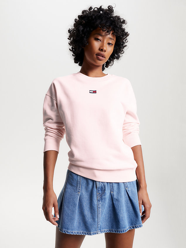 pink boxy fit sweatshirt mit rundhalsausschnitt für damen - tommy jeans