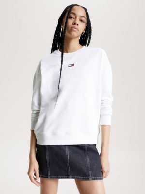 Tommy jeans white outlet sweatshirt womens