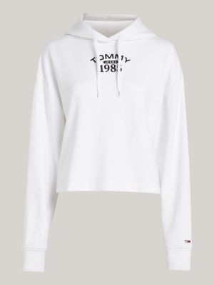 Essential Relaxed Fit Hoodie mit Logo Weiß Tommy Hilfiger