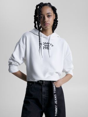 Tommy Jeans ATHLETIC LOGO HOODIE - Hoodie - white 