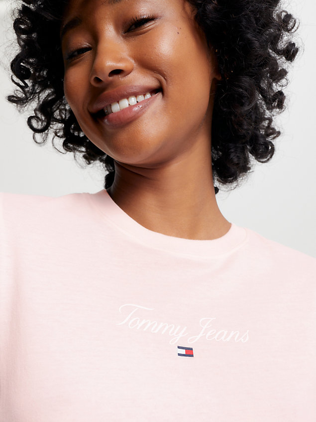 pink essential slim fit jersey t-shirt met logo voor dames - tommy jeans