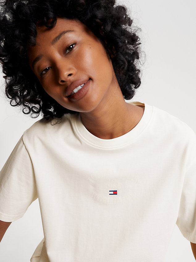 white logo relaxed fit jersey t-shirt for women tommy jeans