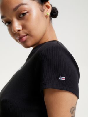 Essential Ultra Cropped Fit Hilfiger T-Shirt | | Tommy Black