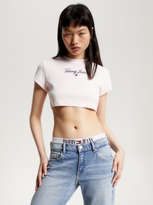 Tommy | Ultra | Cropped Essential Fit T-Shirt Pink Hilfiger