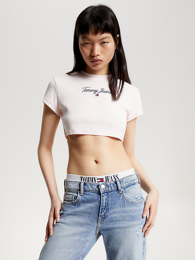 Essential Ultra Cropped Fit T-Shirt | Pink | Tommy Hilfiger
