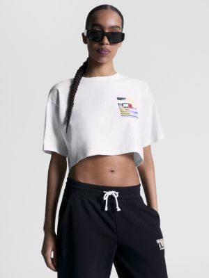 Back Logo Cropped Oversized T-Shirt | White | Tommy Hilfiger