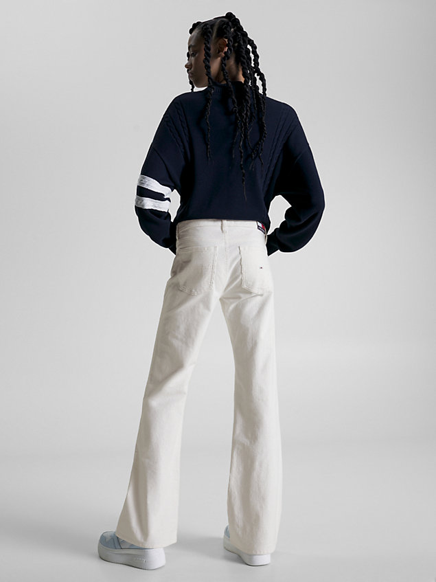 white sophie low rise flared corduroy trousers for women tommy jeans