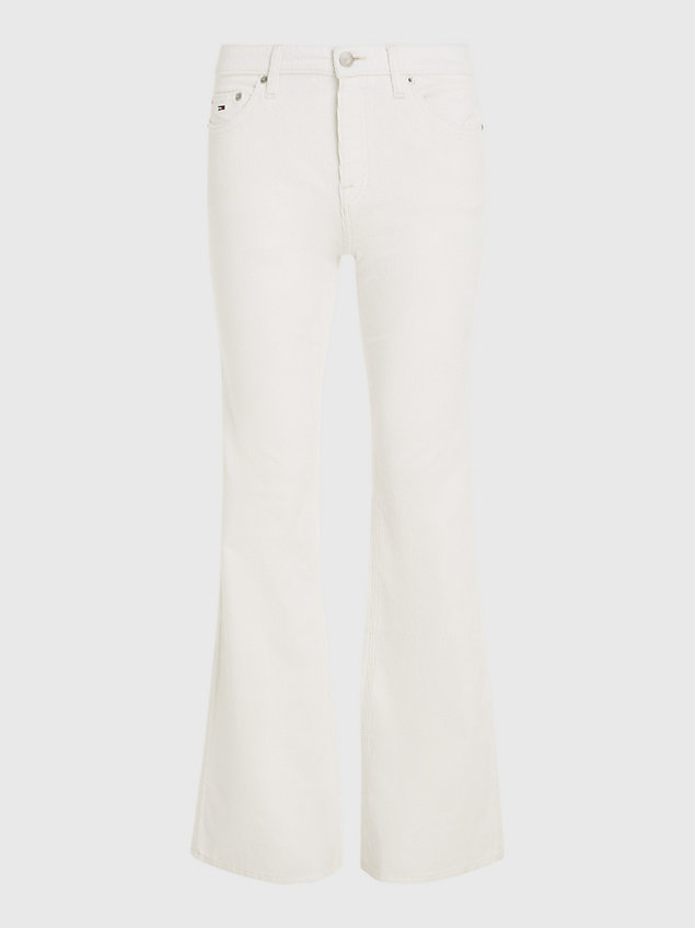 white sophie low rise flared corduroy trousers for women tommy jeans