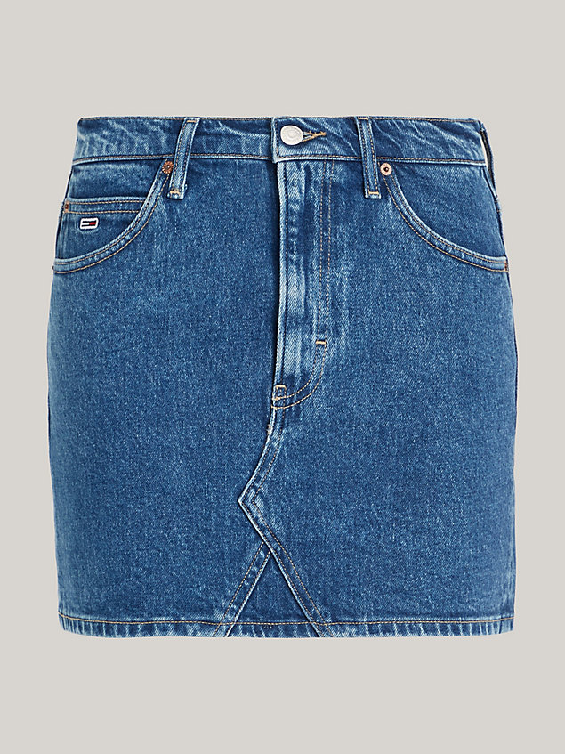denim izzie mid rise denim mini skirt for women tommy jeans