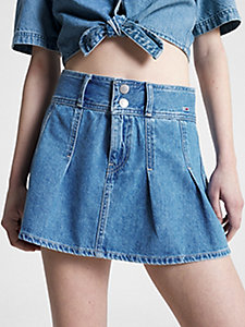 denim pleated recycled denim mini skirt for women tommy jeans