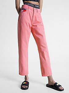 roze tommy jeans x smiley® harper roze straight jeans voor dames - tommy jeans