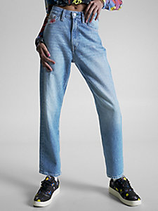 denim tommy jeans x smiley® harper straight jeans mit hohem bund für damen - tommy jeans