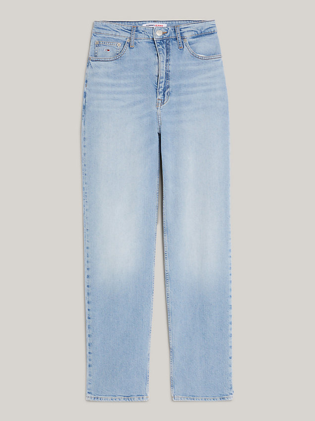 jeans julie straight fit a vita altissima denim da donna tommy jeans