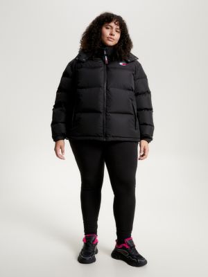 Curve Hooded Alaska Puffer Jacket, Black