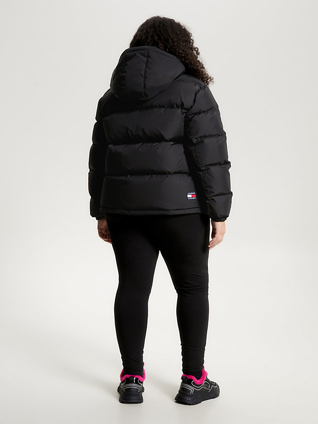 black curve hooded alaska puffer jacket for women tommy jeans