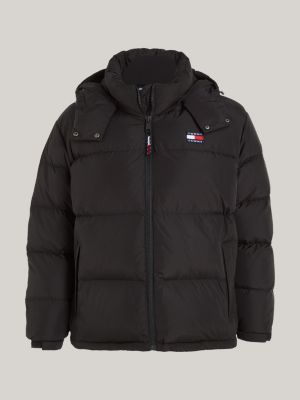 Tommy jeans essential puffer jacket with on sale logo in black