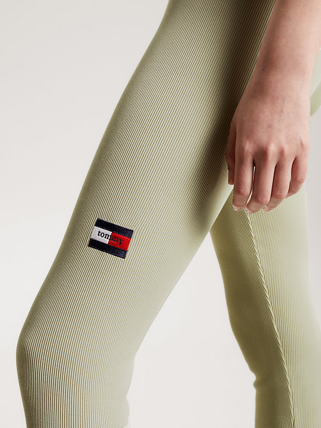 leggings essential acanalados largos green de mujer tommy jeans