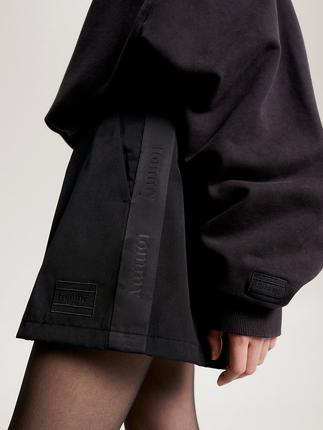 black pleated relaxed fit skort for women tommy jeans