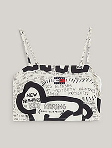 caraco tommy x keith haring motif poster beige pour femmes tommy jeans