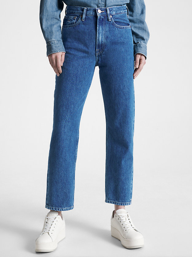 jeans cropped harper straight fit a vita alta denim da donna tommy jeans