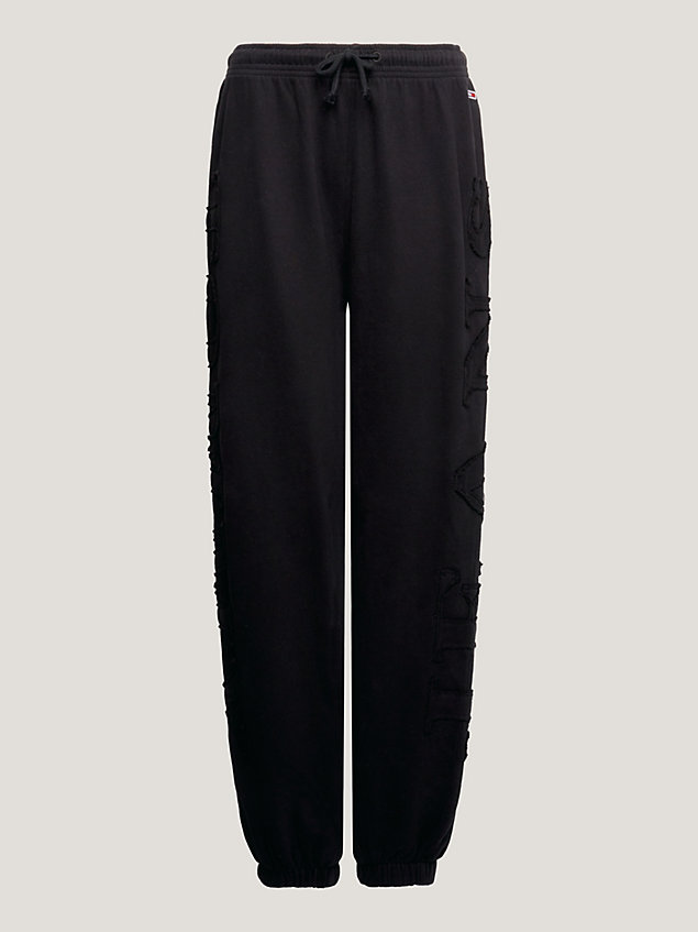 black tonal logo appliqué relaxed joggers for women tommy jeans