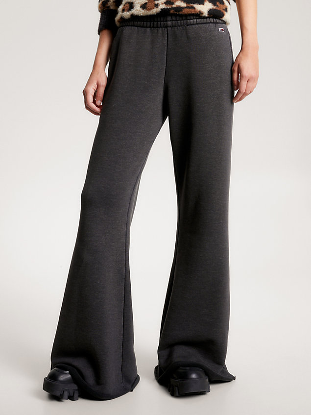 black acid wash flared joggers for women tommy jeans