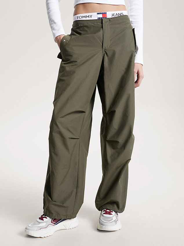 green flap pocket relaxed parachute trousers for women tommy jeans