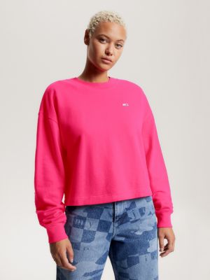 Pink tommy clearance sweatshirt