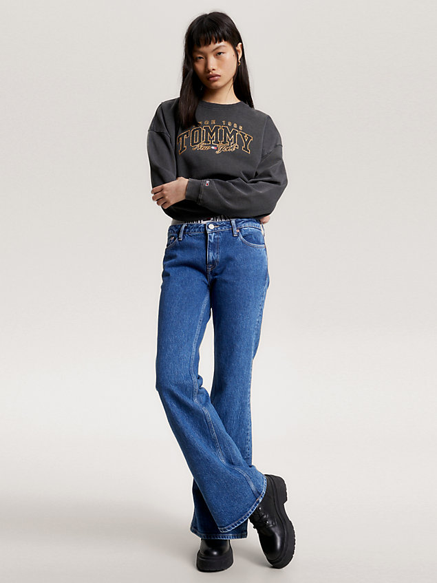 sudadera universitaria de corte cropped black de mujer tommy jeans