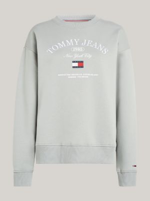 sudadera amplia con cuello redondo y logo grey de mujer tommy jeans