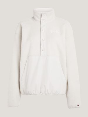 beige zakładany przez głowę polar w stylu varsity dla kobiety - tommy jeans