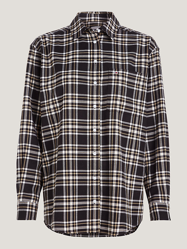 black check patch pocket overshirt for women tommy jeans