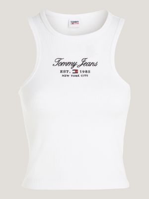 Essential Logo Slim Fit Tank Top, White