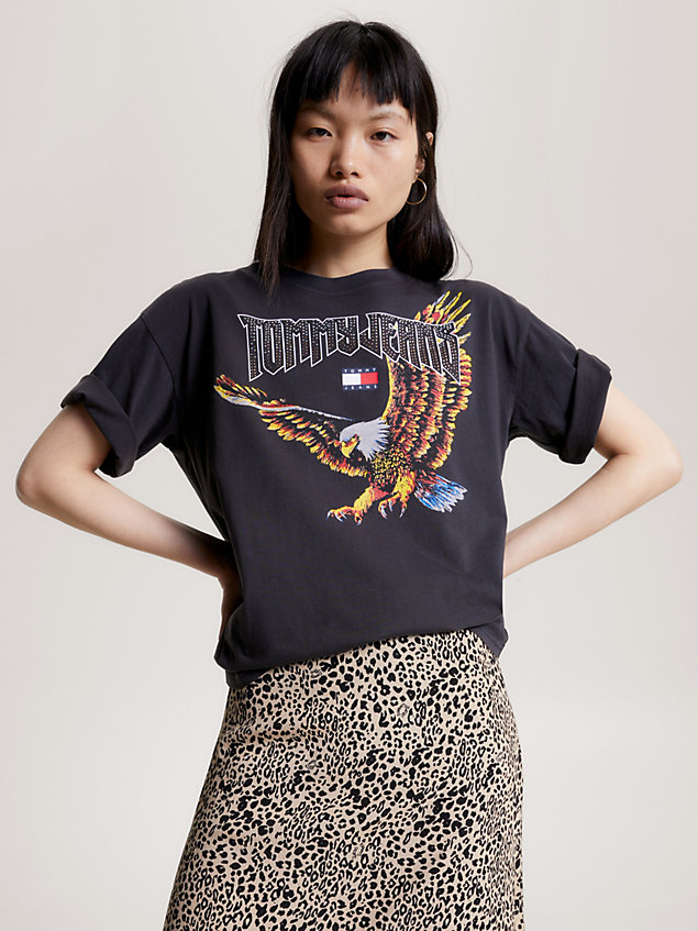 black eagle print oversized fit t-shirt for women tommy jeans