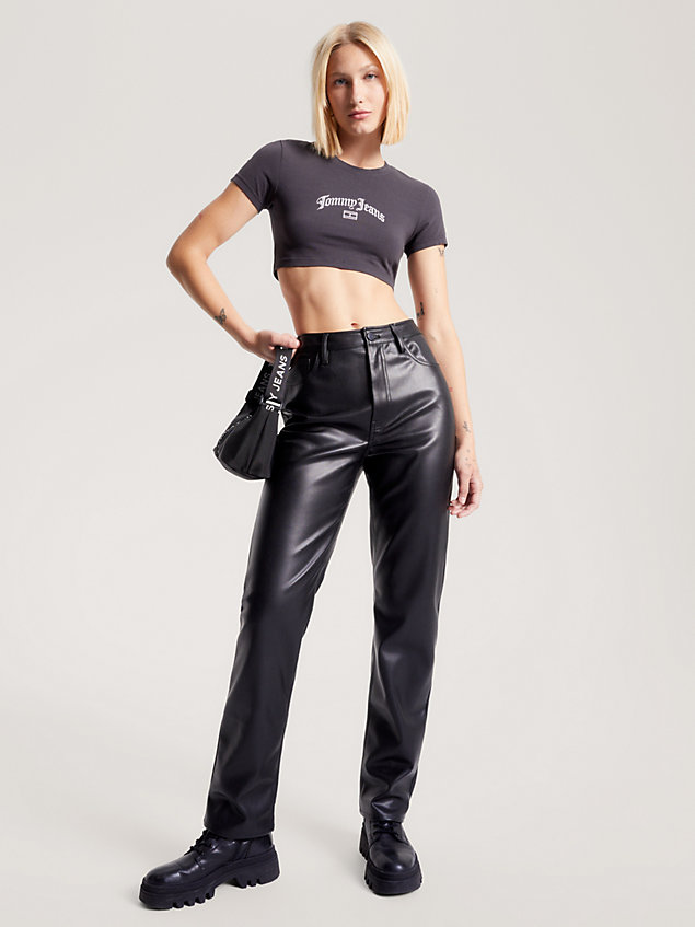 black logo cropped t-shirt for women tommy jeans