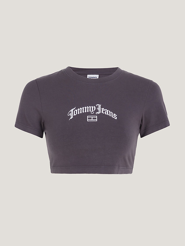 black cropped fit t-shirt mit logo für damen - tommy jeans