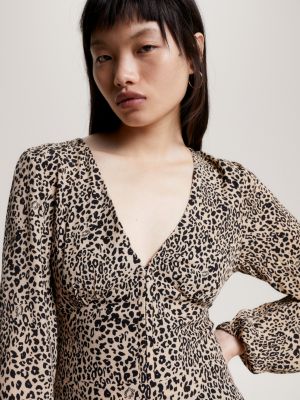 V neck store animal print dress