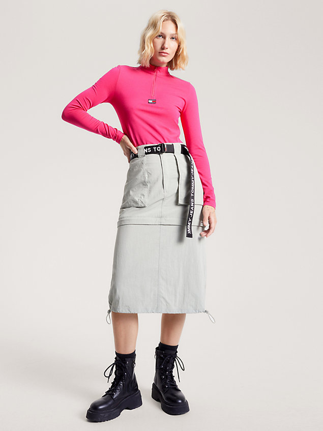pink slim fit top mit mock-rollkragen für damen - tommy jeans