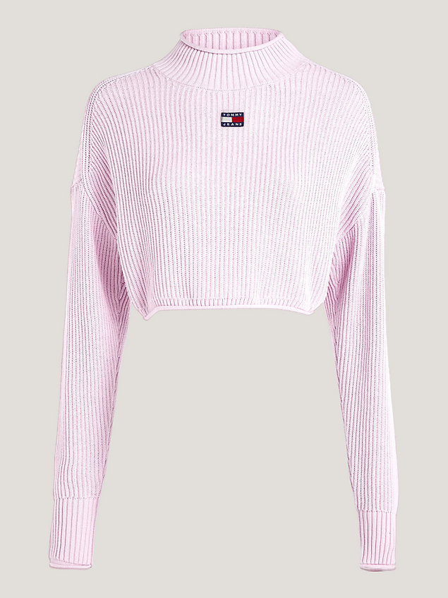 pink badge garment dyed cropped jumper for women tommy jeans