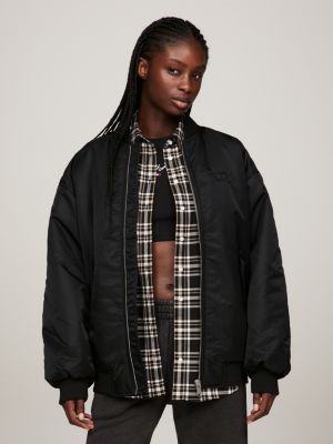 Black oversized 2025 bomber jacket womens