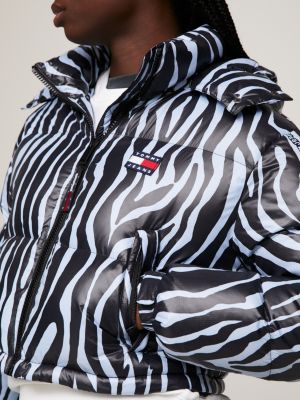 Cropped Zebra Recycled Down Alaska Puffer Jacket | Blue | Tommy 