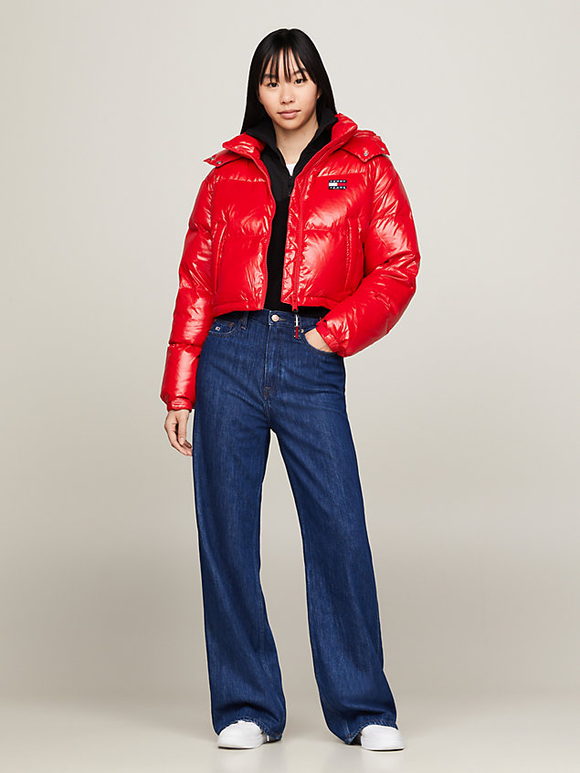 red cropped alaska puffer jacket for women tommy jeans