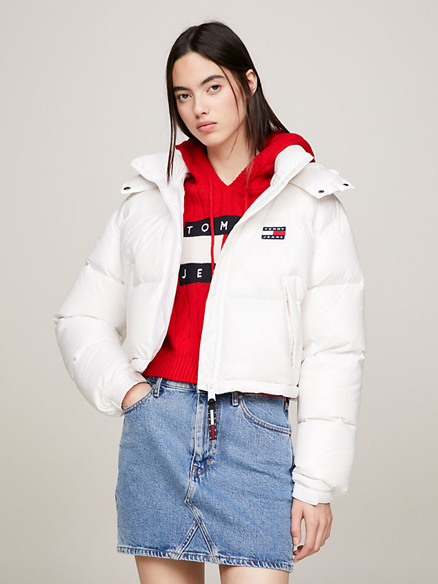  recycled cropped down alaska puffer jacket for women tommy jeans