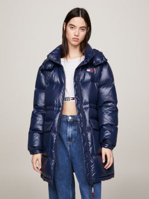 Recycled Down Midi Alaska Puffer Jacket | Blue | Tommy Hilfiger