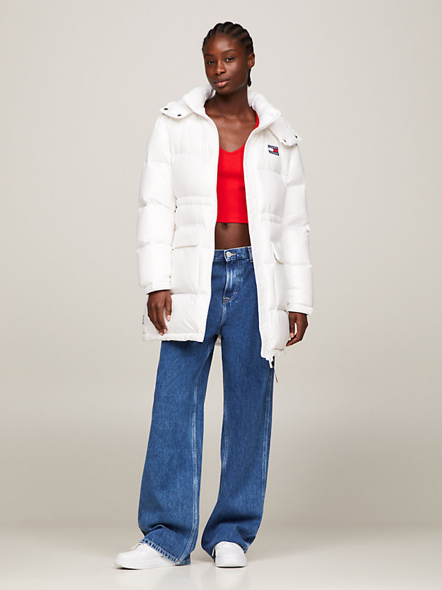 abrigo alaska acolchado midi white de mujer tommy jeans