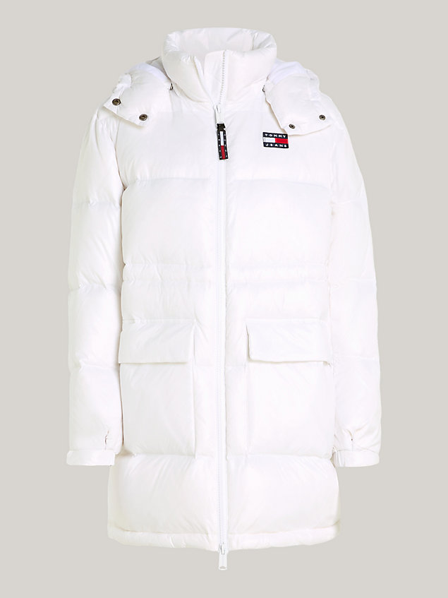 abrigo alaska acolchado midi white de mujer tommy jeans